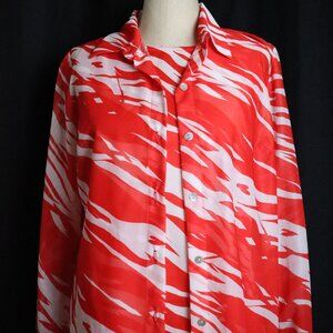 Wear Abouts Womens Red Zebra Tank Semi Sheer Button Down Shirt Set Medium